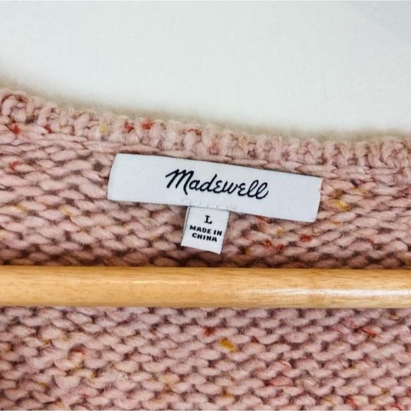 Madewell Beresford wool blend powder pink toned wrap front sweater. Size Large - Picture 5 of 9